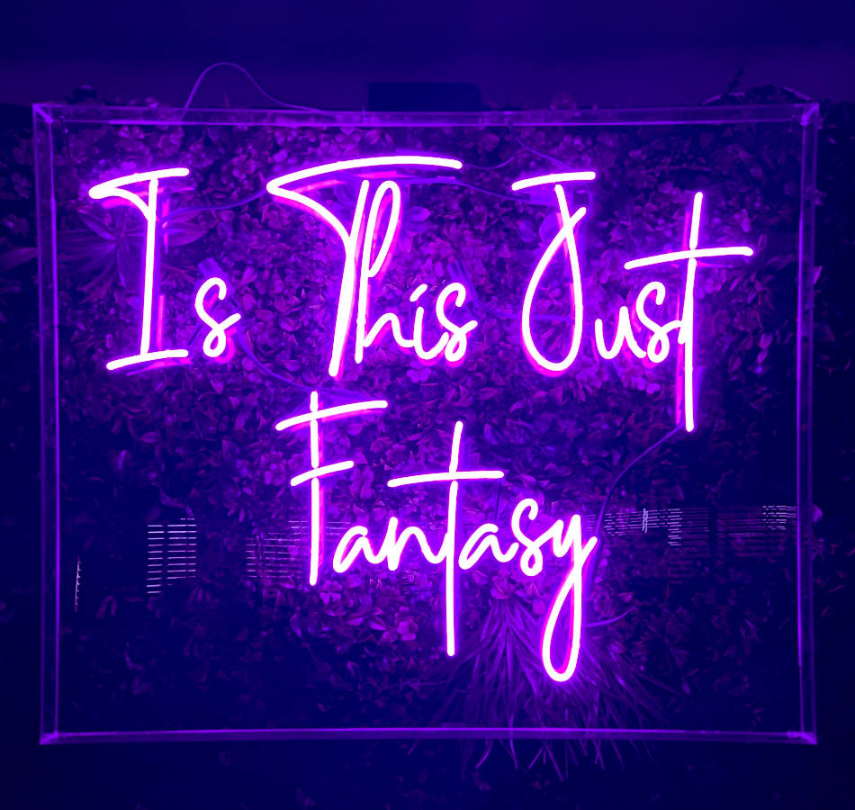 Purple neon script