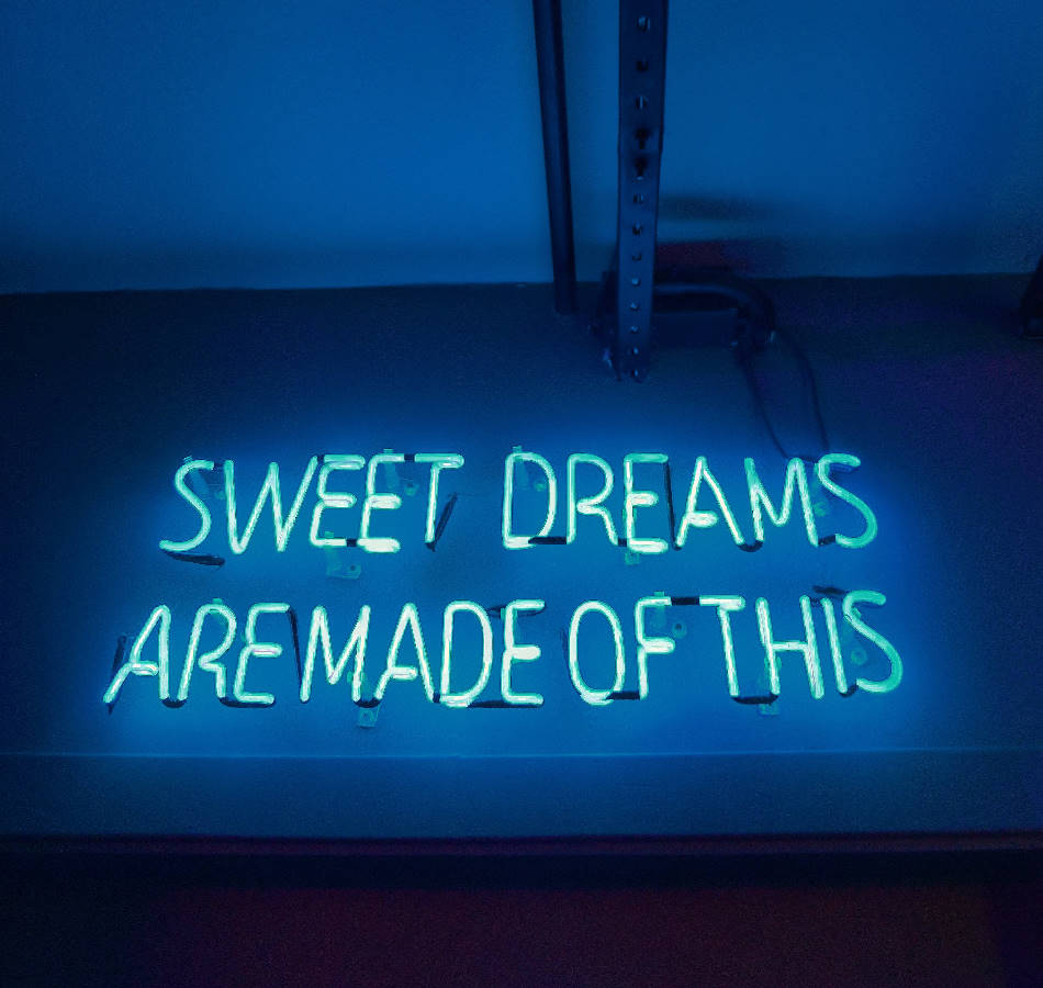 Blue neon typography